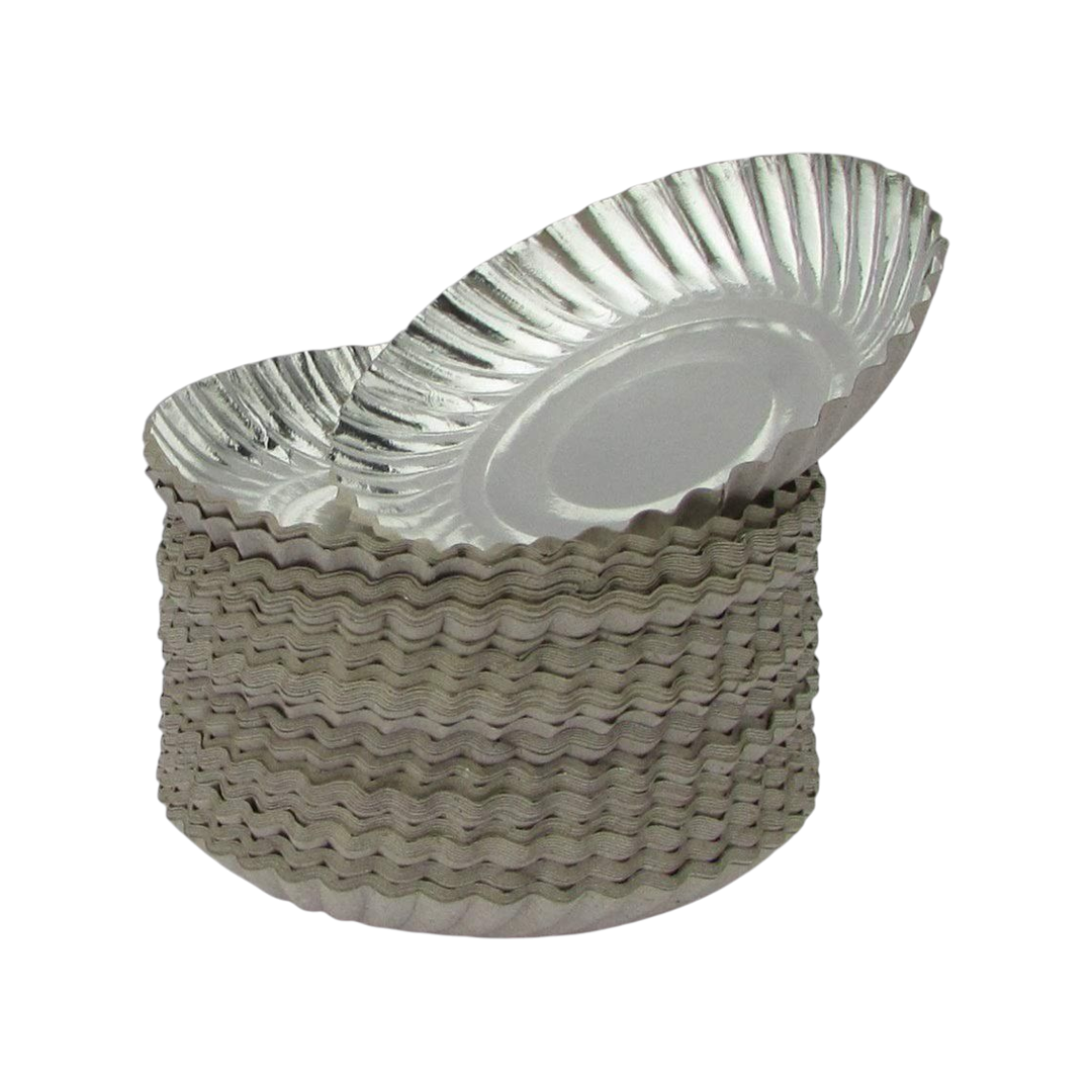 Best Quality Round Silver-Coated Paper Plates – 7 Inch (Pack of 21)