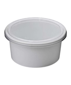 Round Plastic Food Container Box with Lid white pack of 50