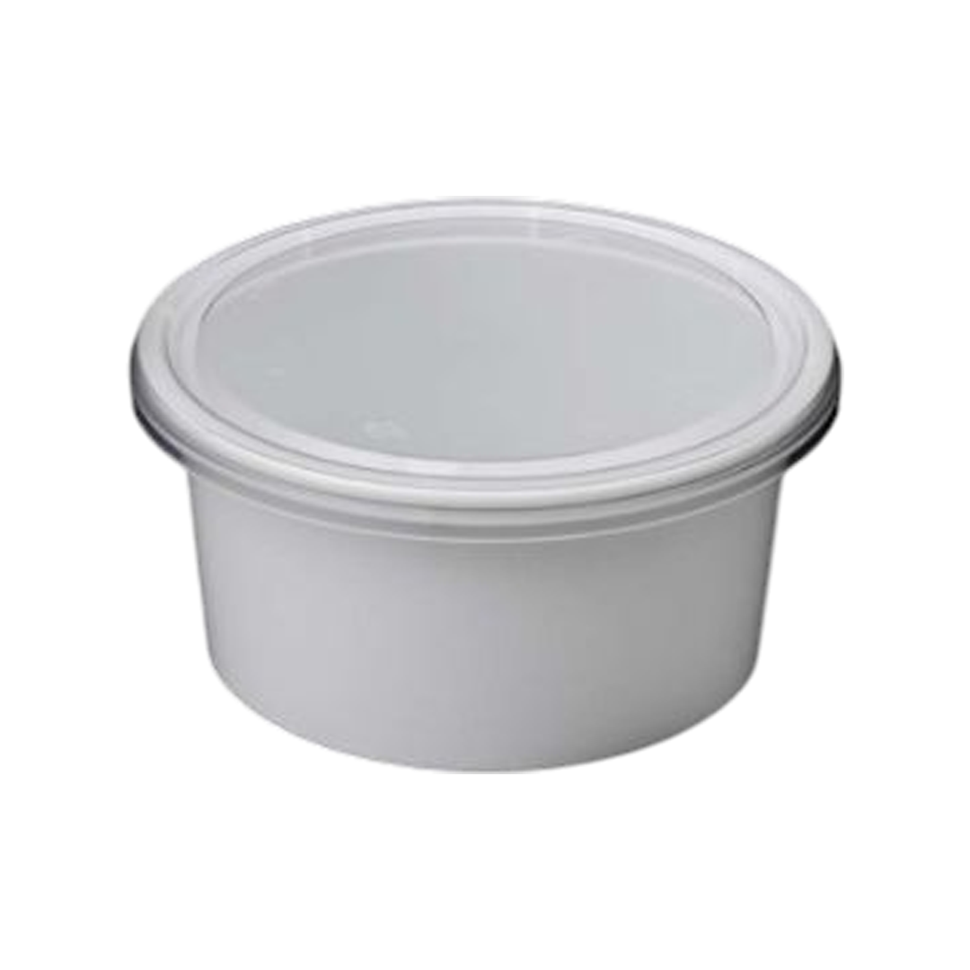 Round Plastic Food Container Box with Lid white pack of 50